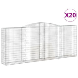 vidaXL Arched Gabion Basket Stone Basket Gabion Retaining Wall Galvanised Iron - 400 x 50 x 160/180 cm/ 20 pcs