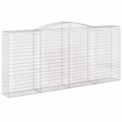vidaXL Arched Gabion Basket Stone Basket Gabion Retaining Wall Galvanised Iron - 400 x 50 x 180/200 cm/ 4 pcs - Additional view 2