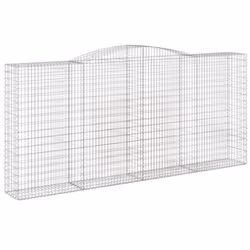 vidaXL Arched Gabion Basket Stone Basket Gabion Retaining Wall Galvanised Iron - 400 x 50 x 180/200 cm/ 8 pcs - Additional view 2