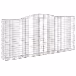vidaXL Arched Gabion Basket Stone Basket Gabion Retaining Wall Galvanised Iron - 400 x 50 x 180/200 cm/ 9 pcs - Additional view 2