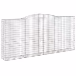 vidaXL Arched Gabion Basket Stone Basket Gabion Retaining Wall Galvanised Iron - 400 x 50 x 180/200 cm/ 10 pcs - Additional view 2