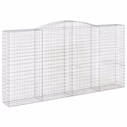 vidaXL Arched Gabion Basket Stone Basket Gabion Retaining Wall Galvanised Iron - 400 x 50 x 200/220 cm/ 5 pcs - Additional view 2