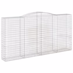 vidaXL Arched Gabion Basket Stone Basket Gabion Retaining Wall Galvanised Iron - 400 x 50 x 200/220 cm/ 9 pcs - Additional view 2