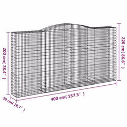 vidaXL Arched Gabion Basket Stone Basket Gabion Retaining Wall Galvanised Iron - 400 x 50 x 200/220 cm/ 9 pcs - Additional view 3
