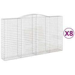 vidaXL Arched Gabion Basket Stone Basket Gabion Retaining Wall Galvanised Iron - 400 x 50 x 220/240 cm/ 8 pcs