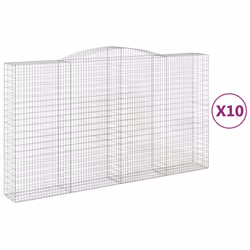 vidaXL Arched Gabion Basket Stone Basket Gabion Retaining Wall Galvanised Iron - 400 x 50 x 220/240 cm/ 10 pcs