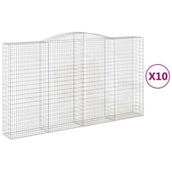 vidaXL Arched Gabion Basket Stone Basket Gabion Retaining Wall Galvanised Iron - 400 x 50 x 220/240 cm/ 10 pcs