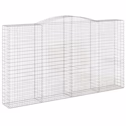 vidaXL Arched Gabion Basket Stone Basket Gabion Retaining Wall Galvanised Iron - 400 x 50 x 220/240 cm/ 15 pcs