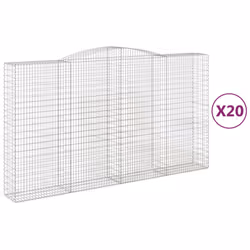 vidaXL Arched Gabion Basket Stone Basket Gabion Retaining Wall Galvanised Iron - 400 x 50 x 220/240 cm/ 20 pcs