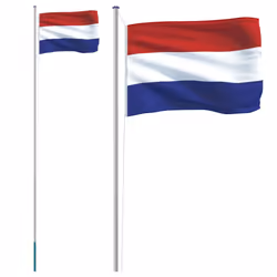 vidaXL Netherlands Flag and Pole 6.23 m Aluminium Dutch Holland Flag Pole