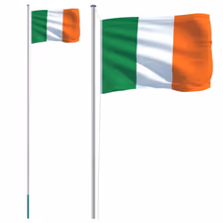 vidaXL Ireland Flag and Pole 6.23 m Aluminium Outdoor Garden Camper Flag Pole