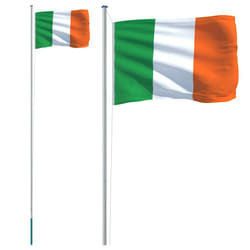 vidaXL Ireland Flag and Pole 6.23 m Aluminium Outdoor Garden Camper Flag Pole