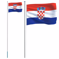 vidaXL Croatia Flag and Pole Flagpole Decoration Flag Pole Kit Flag Aluminium