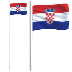 vidaXL Croatia Flag and Pole Flagpole Decoration Flag Pole Kit Flag Aluminium