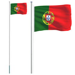 vidaXL Portugal Flag and Pole 6.23 m Aluminium Outdoor Garden Camper Flag Pole