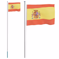 vidaXL Spain Flag and Pole 6.23 m Aluminium Outdoor Garden Camper Flag Pole