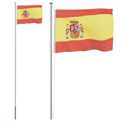vidaXL Spain Flag and Pole 6.23 m Aluminium Outdoor Garden Camper Flag Pole