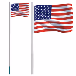 vidaXL US Flag and Pole 6.23 m Aluminium Outdoor Garden Camping Flag Pole