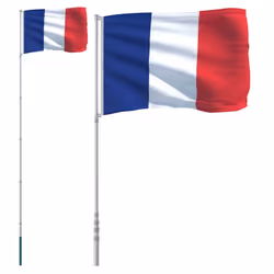 vidaXL France Flag and Pole 5.55 m Aluminium Outdoor Garden Camper Flag Pole