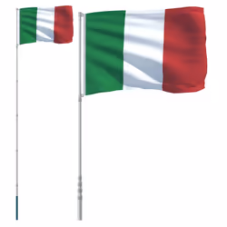 vidaXL Italy Flag and Pole 5.55 m Aluminium Outdoor Garden Camper Flag Pole