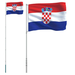 vidaXL Croatia Flag and Pole Flagpole Decoration Flag Pole Kit Flag Aluminium