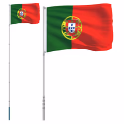 vidaXL Portugal Flag and Pole 5.55 m Aluminium Outdoor Garden Camper Flag Pole