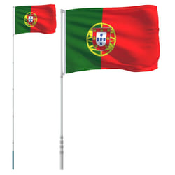 vidaXL Portugal Flag and Pole 5.55 m Aluminium Outdoor Garden Camper Flag Pole