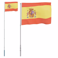 vidaXL Spain Flag and Pole 5.55 m Aluminium Outdoor Garden Camper Flag Pole