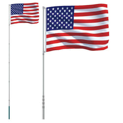 vidaXL US Flag and Pole Flagpole Decoration Flag Pole Kit Flag Aluminium