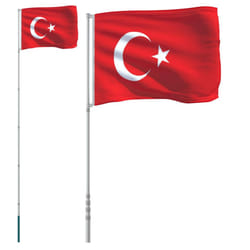 vidaXL Turkey Flag and Pole Flagpole Decoration Flag Pole Kit Flag Aluminium