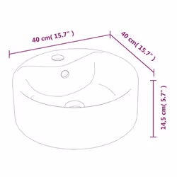 vidaXL Wash Basin Countertop Wash Sink Cloakroom Basin White Ceramic Round - Additional view 7