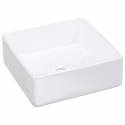vidaXL Wash Basin Countertop Wash Sink Cloakroom Basin White Ceramic Square