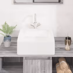 vidaXL Wash Basin Countertop Wash Sink Cloakroom Basin White Ceramic Square