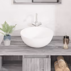 vidaXL Wash Basin Countertop Wash Sink Cloakroom Basin White Ceramic Round