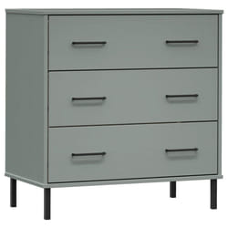 vidaXL Solid Wood Sideboard with 3 Drawers OSLO Wooden Furniture Multi Colours - grey