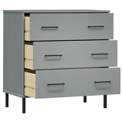 vidaXL Solid Wood Sideboard with 3 Drawers OSLO Wooden Furniture Multi Colours - grey - Additional view 4