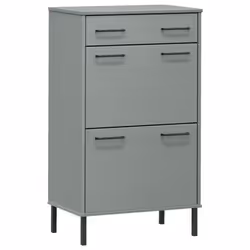 vidaXL Solid Wood Pine Shoe Rack with Metal Legs OSLO Shoe Shelf Multi Colours - grey