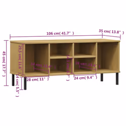 vidaXL Solid Wood Shoe Rack with Metal Legs OSLO Home Furniture Multi Colours - brown