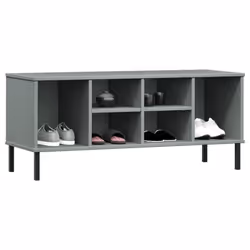 vidaXL Solid Wood Shoe Rack with Metal Legs OSLO Home Furniture Multi Colours - grey