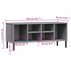 vidaXL Solid Wood Shoe Rack with Metal Legs OSLO Home Furniture Multi Colours - grey - Additional view 6