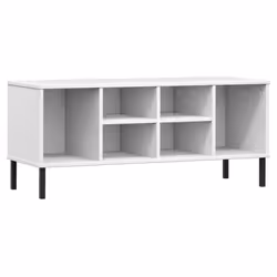 vidaXL Solid Wood Shoe Rack with Metal Legs OSLO Home Furniture Multi Colours - white