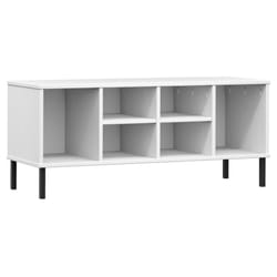 vidaXL Solid Wood Shoe Rack with Metal Legs OSLO Home Furniture Multi Colours - white