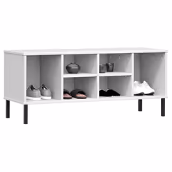 vidaXL Solid Wood Shoe Rack with Metal Legs OSLO Home Furniture Multi Colours - white