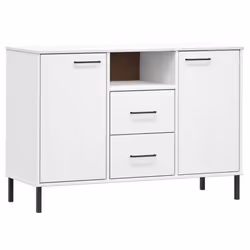 vidaXL Solid Wood Sideboard with Metal Legs OSLO Home Furniture Multi Colours - white