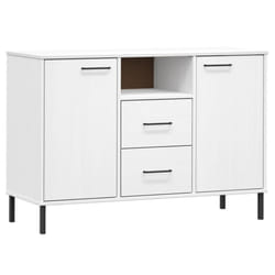 vidaXL Solid Wood Sideboard with Metal Legs OSLO Home Furniture Multi Colours - white