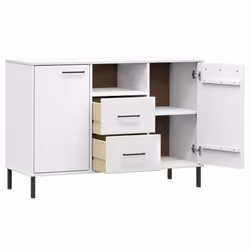 vidaXL Solid Wood Sideboard with Metal Legs OSLO Home Furniture Multi Colours - white - Additional view 4