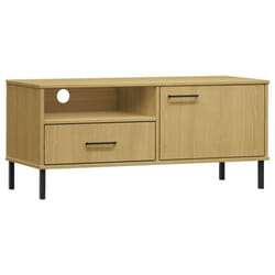 vidaXL Solid Wood Pine TV Cabinet with Metal Legs OSLO Furniture Multi Colours - brown