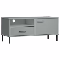 vidaXL Solid Wood Pine TV Cabinet with Metal Legs OSLO Furniture Multi Colours - grey