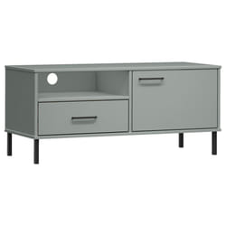 vidaXL Solid Wood Pine TV Cabinet with Metal Legs OSLO Furniture Multi Colours - grey