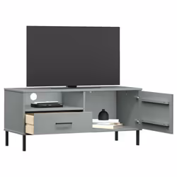 vidaXL Solid Wood Pine TV Cabinet with Metal Legs OSLO Furniture Multi Colours - grey